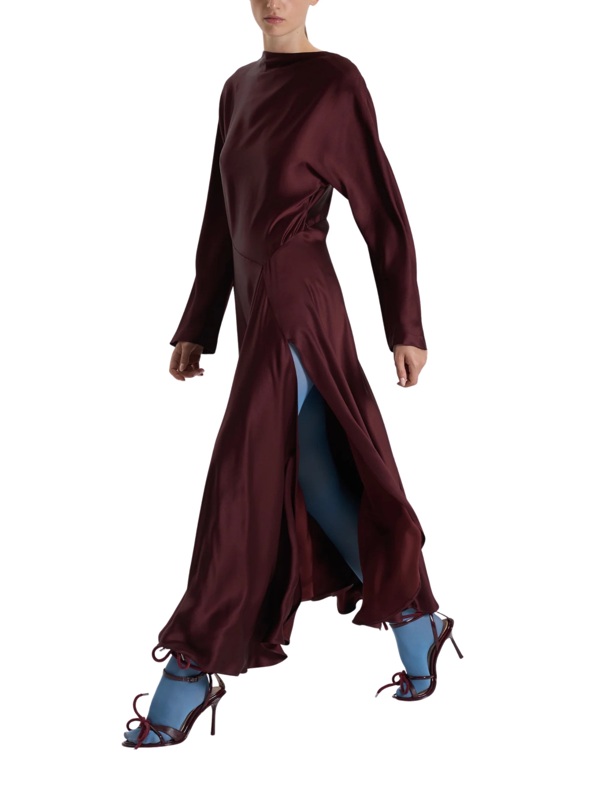 BURGUNDY MINIMALIST LONG DRESS