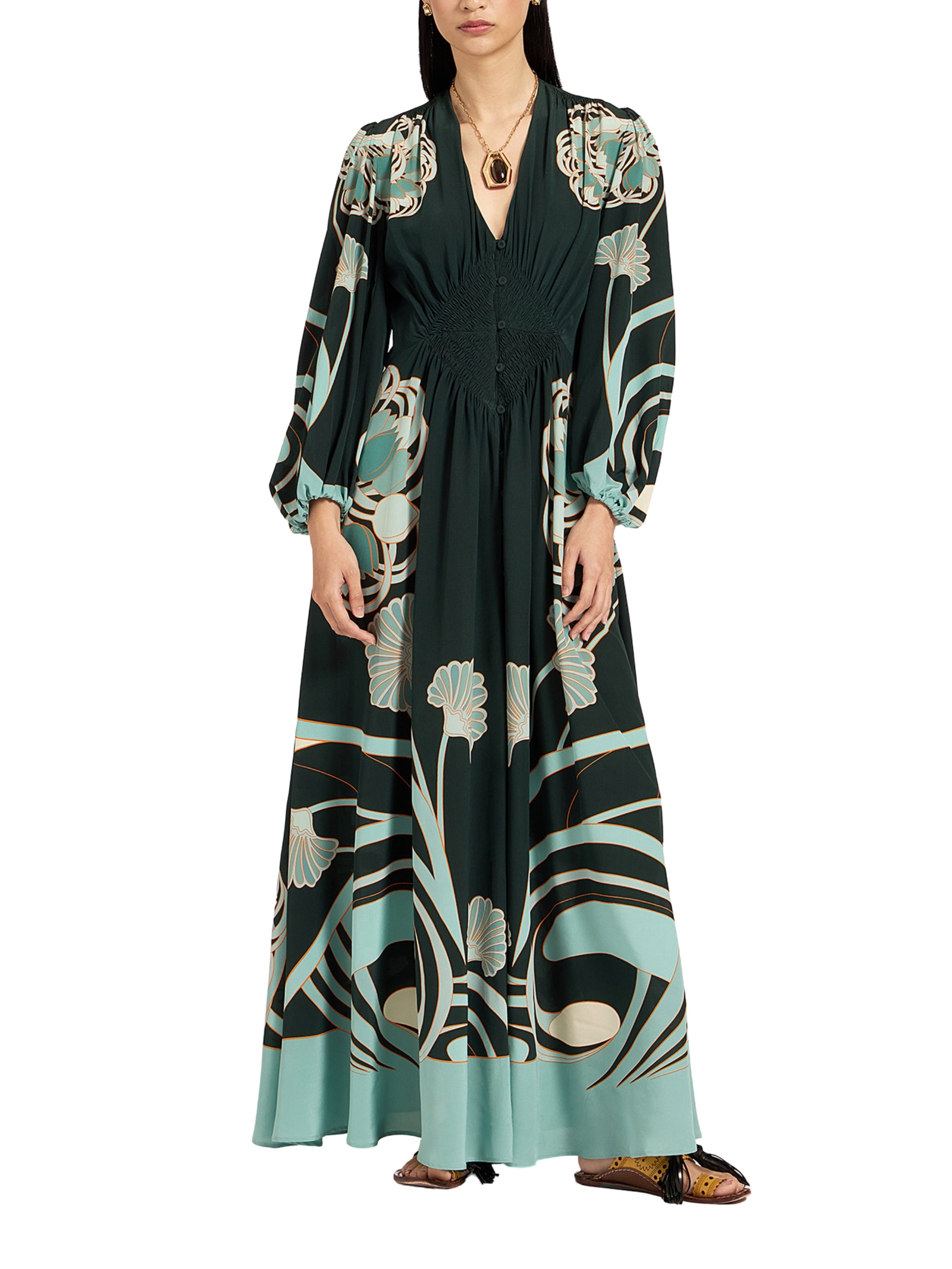 Long camerino dress (placee) blooming tulip placee