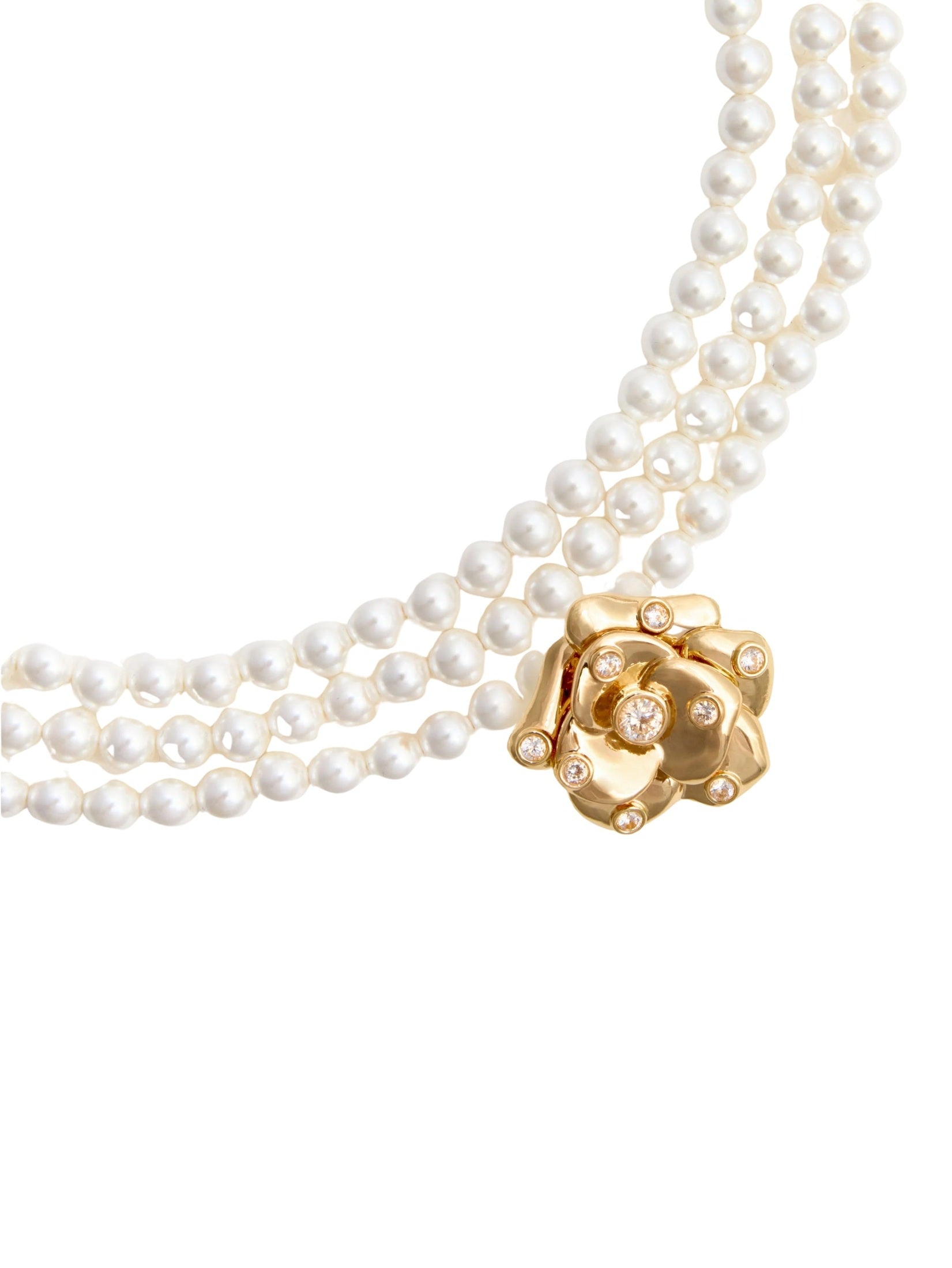 Gold flower pearl choker