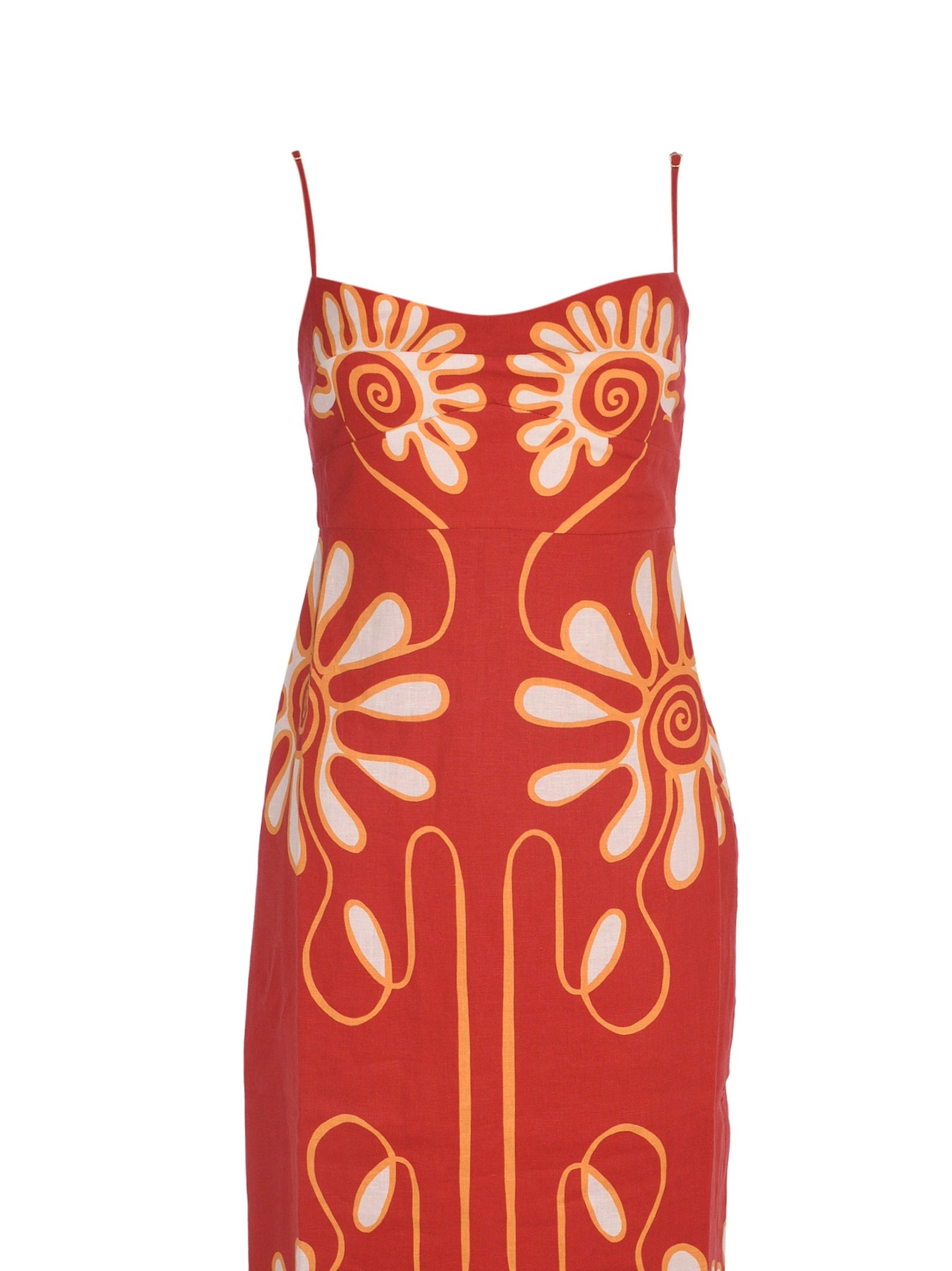 Fitted bodice long dress with relaxed skirt