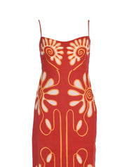 Fitted bodice long dress with relaxed skirt