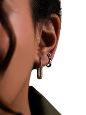 Nail lock earrings in sterling silver & 1rhodium and minty green enamel