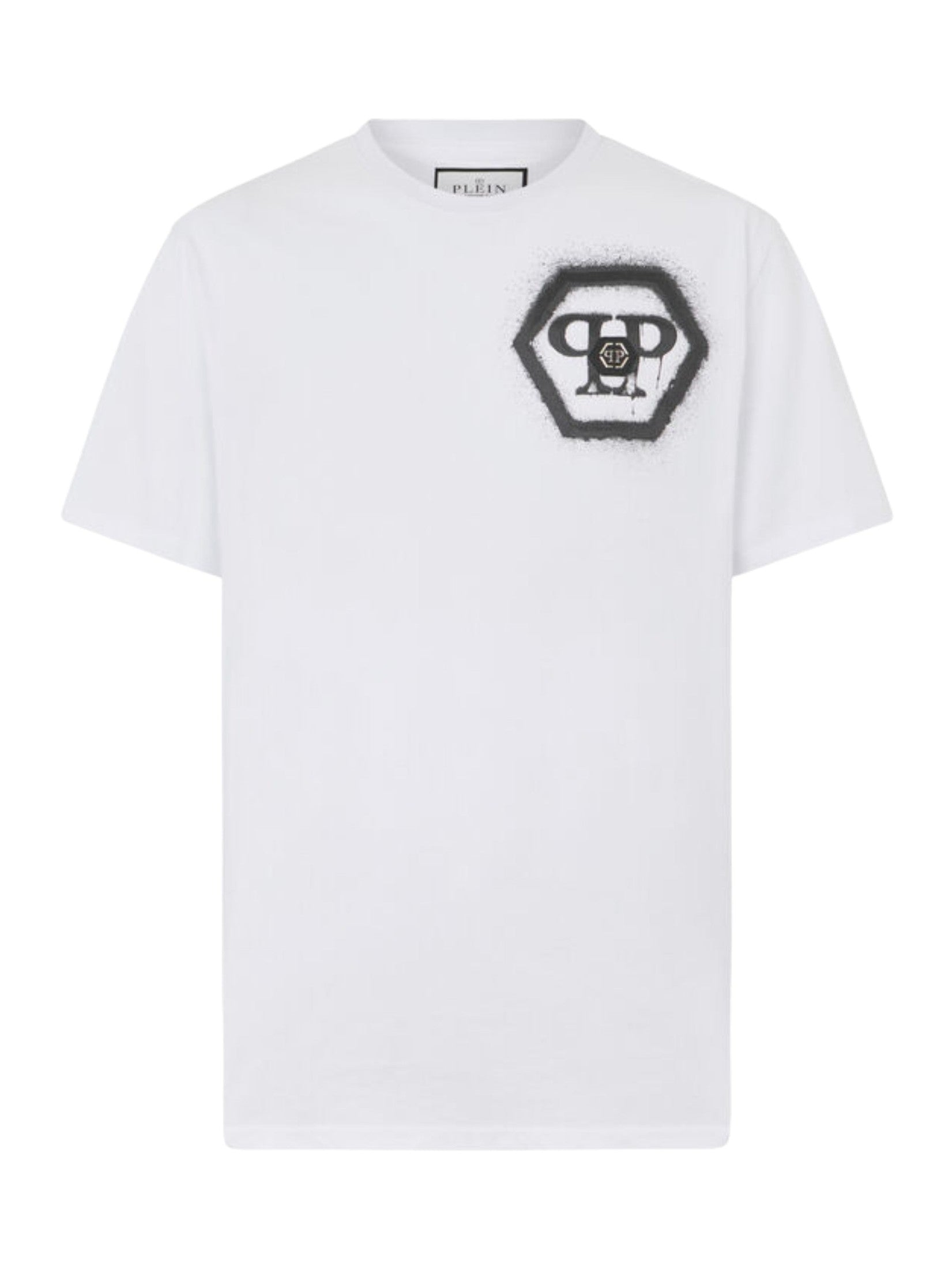 Round neck t-shirt spray hexagon