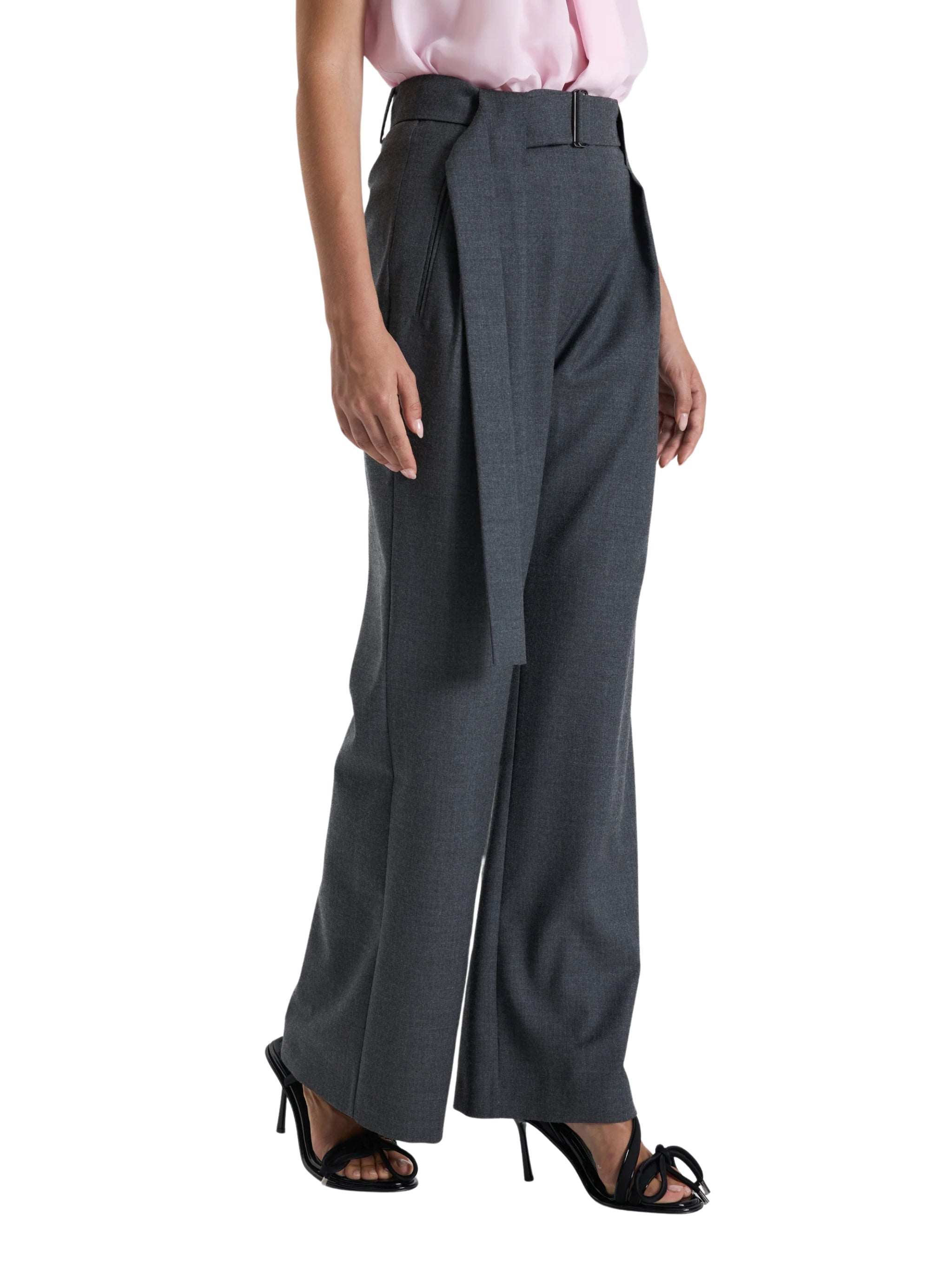 BELTED WIDE LEG TROUSERS
