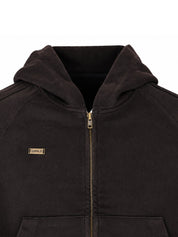Cropped washed zip-up hoodie