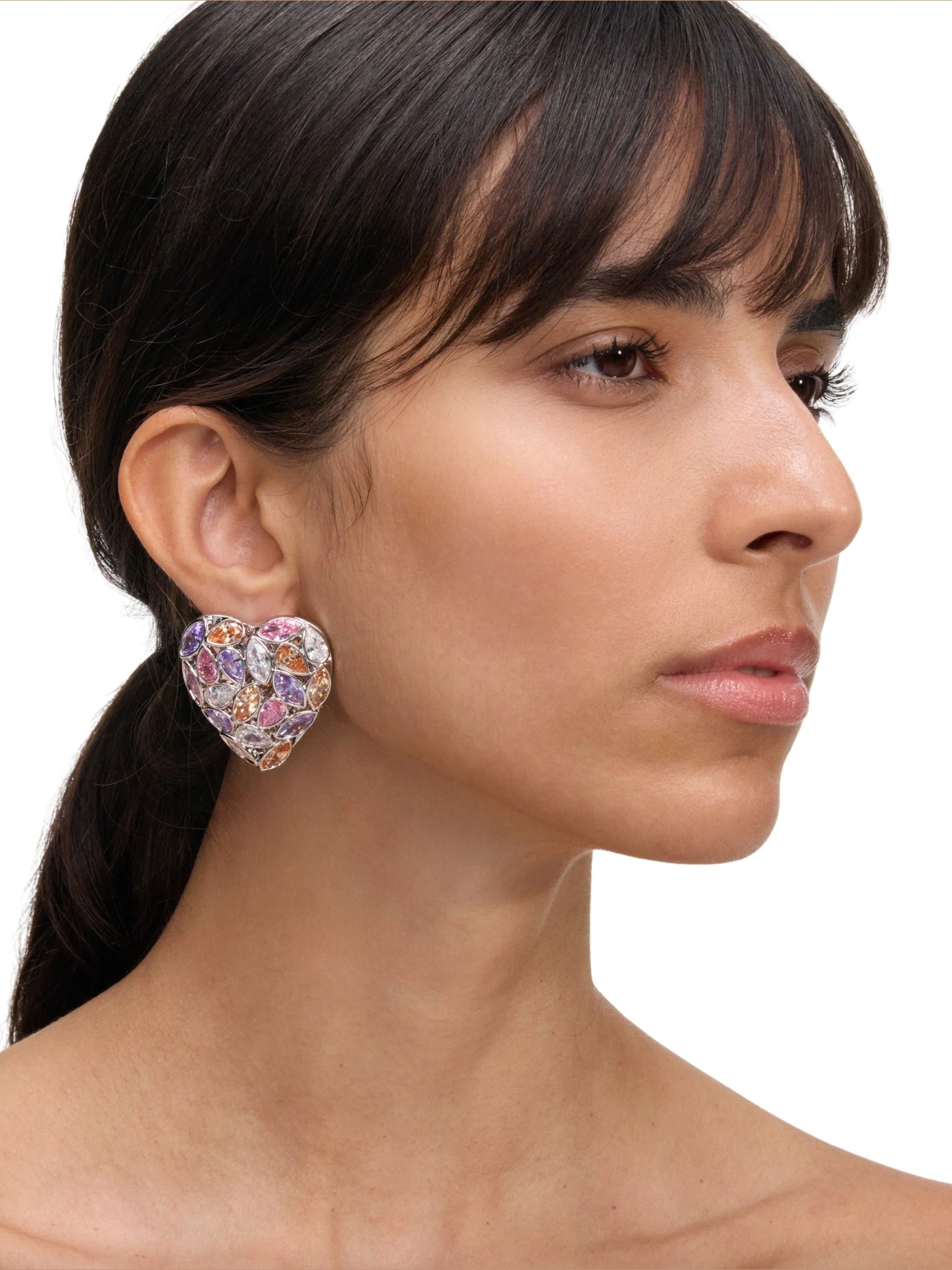 Multi embellished heart earrings