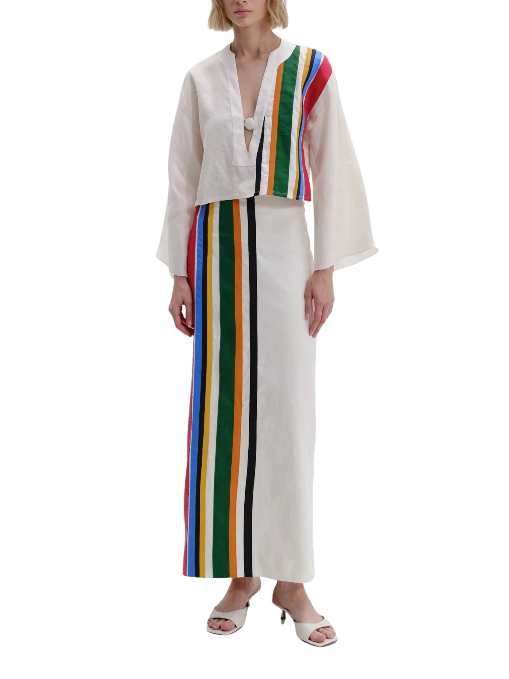 Long kimono sleeve tunic style top, with deep v-neck
