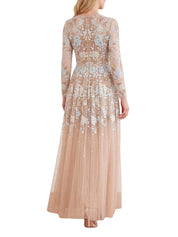 Wisteria dot long sleeve gown
