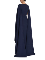 Column gown with cape sleeves