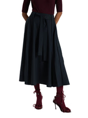 BLACK BELTED A-LINE SKIRT