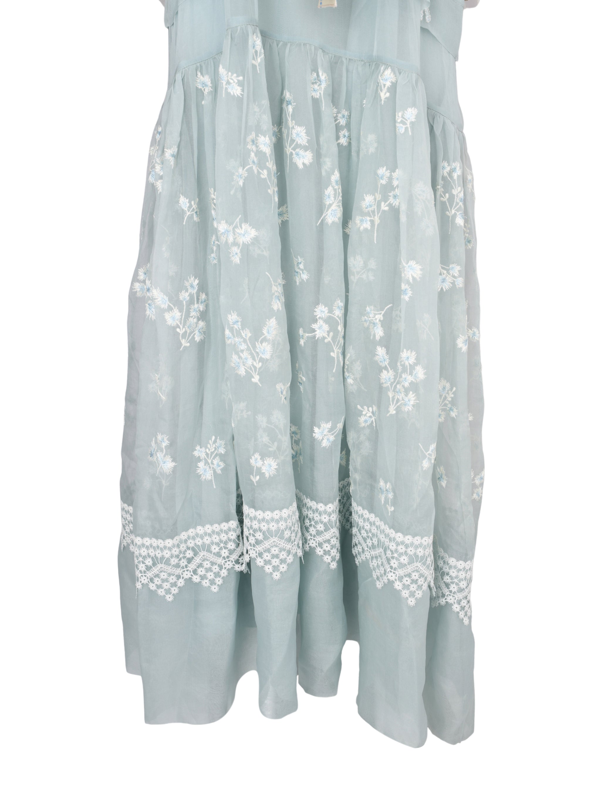 Gilga 2in1 set embroidered tulle and organza silk mid length dress