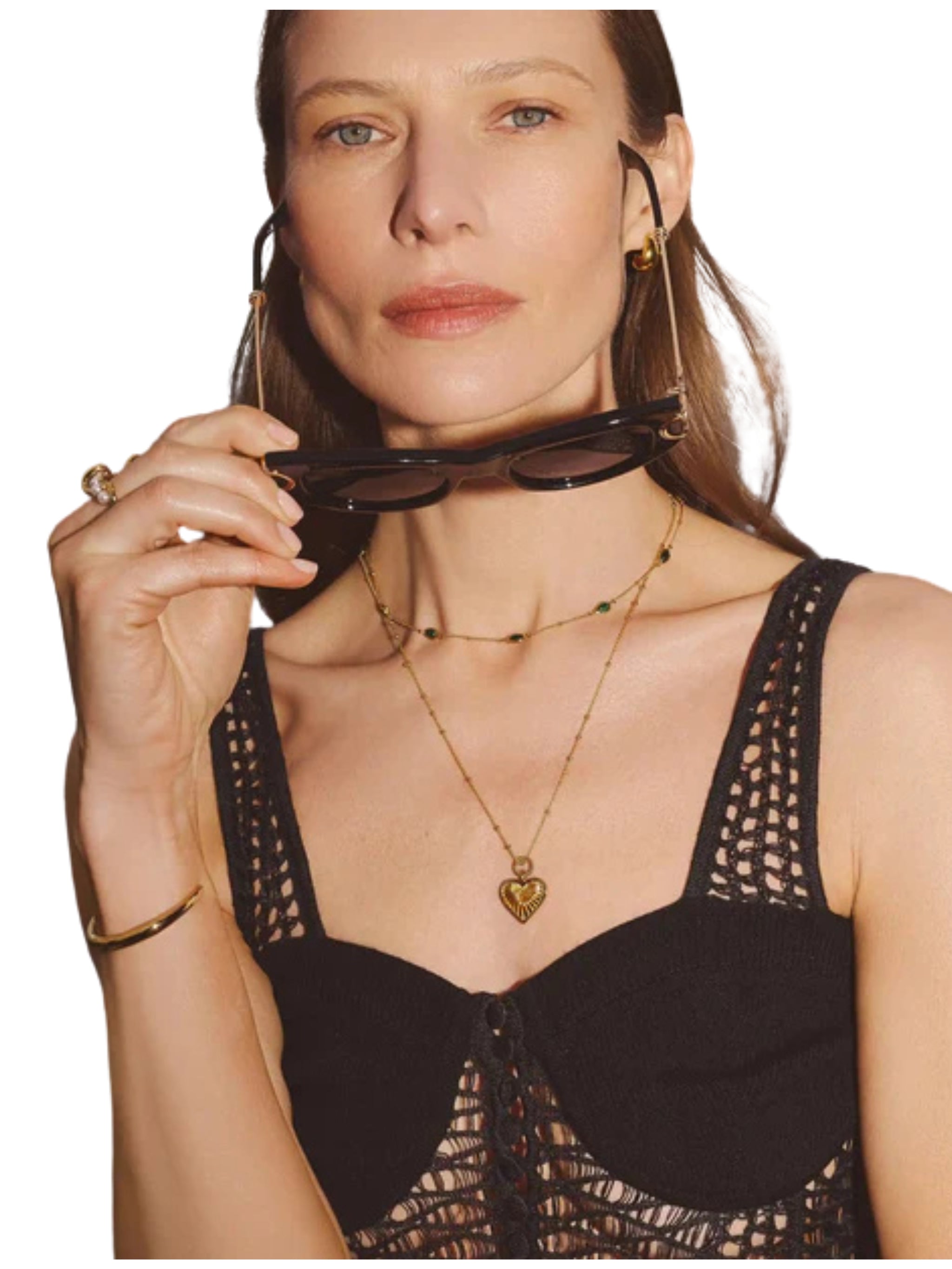 RIDGE HEART CHARM PENDANT NECKLACE