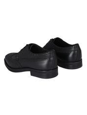 Black leather and tumbled leather lace-up shoe