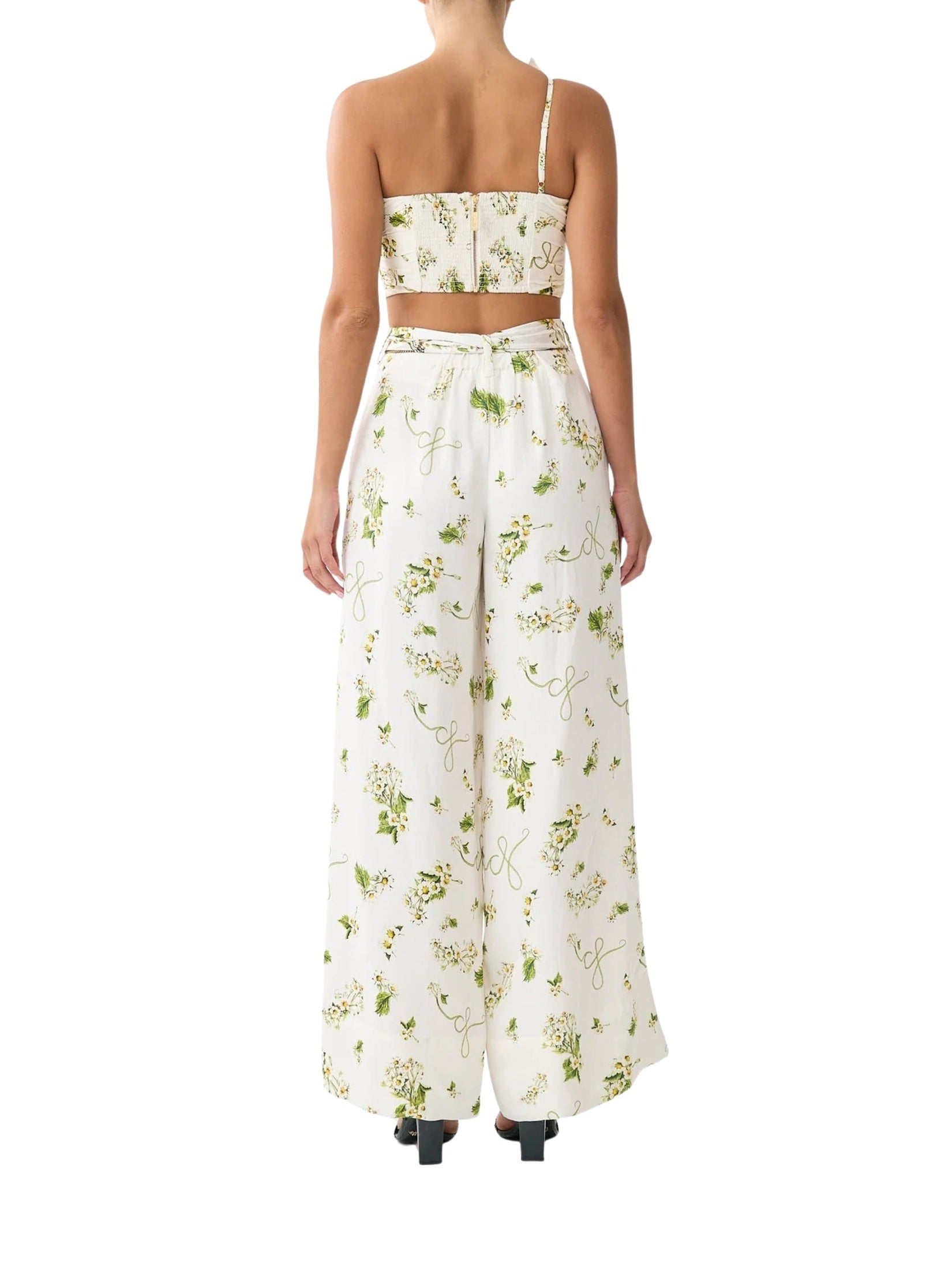 Scarf belt wide leg pant