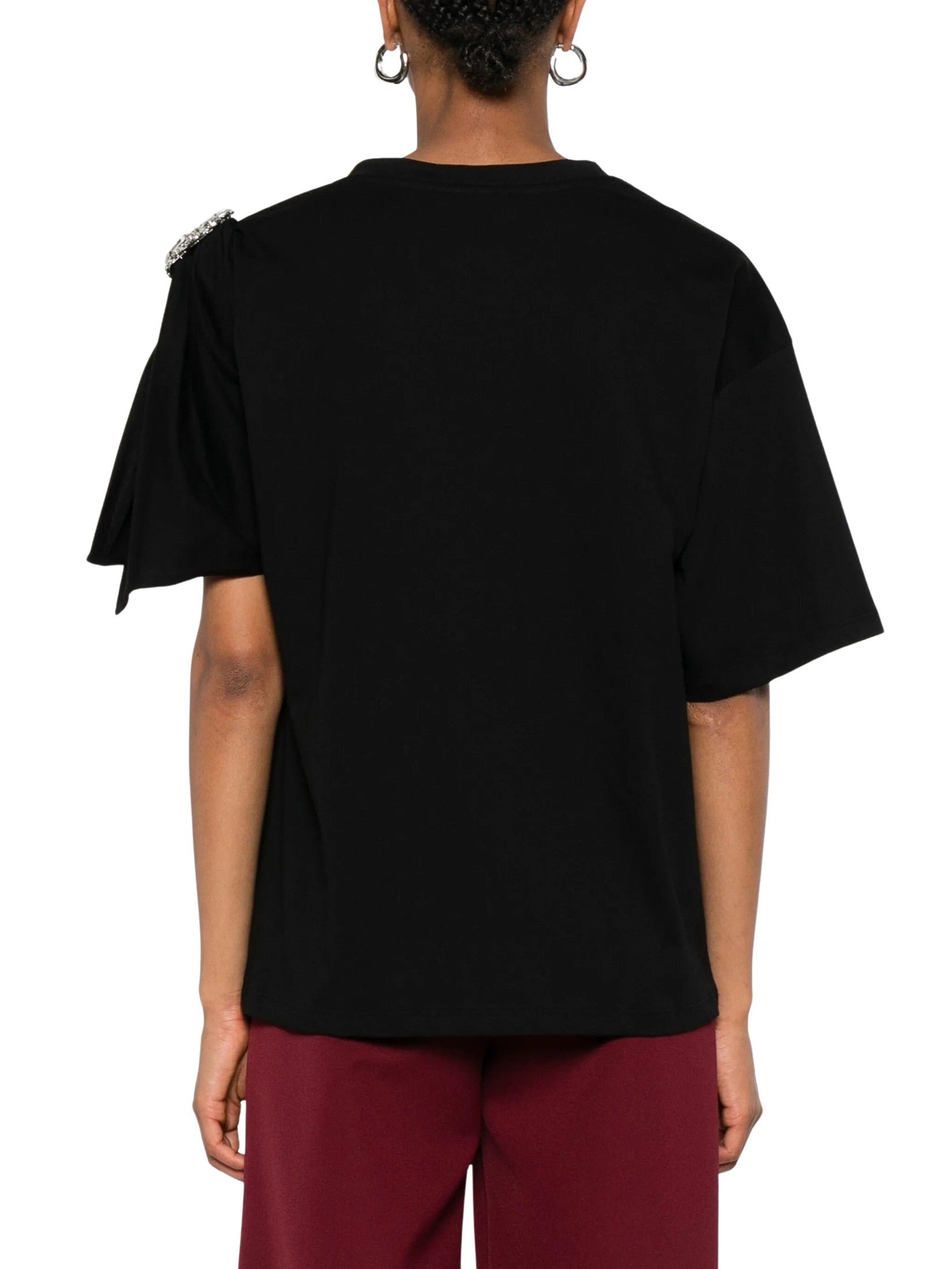 Crystal cluster asymmetrical short sleeve t-shirt