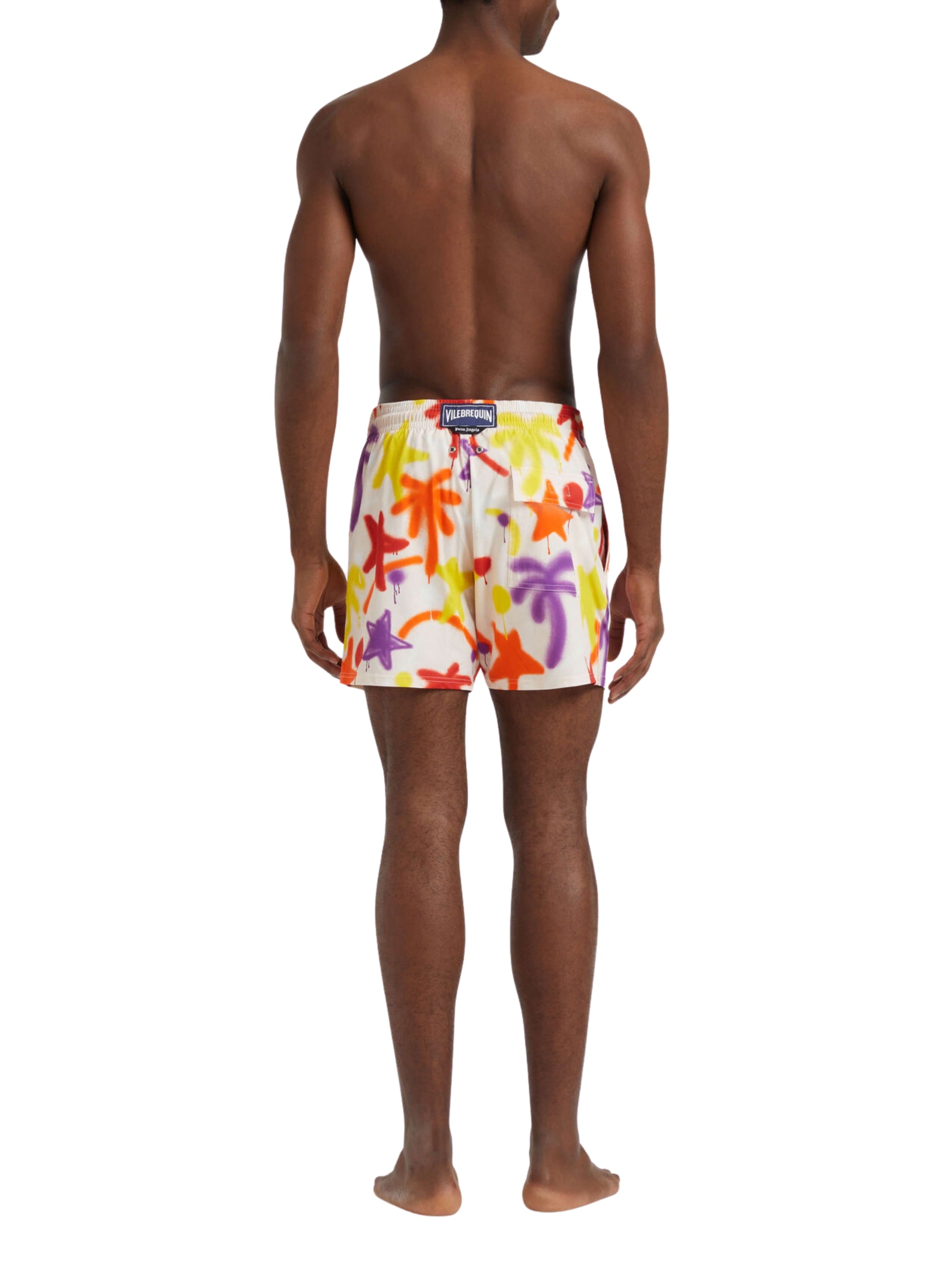 Men Stretch Short Swim Shorts Spray Paint - VBQ x Palm Angels