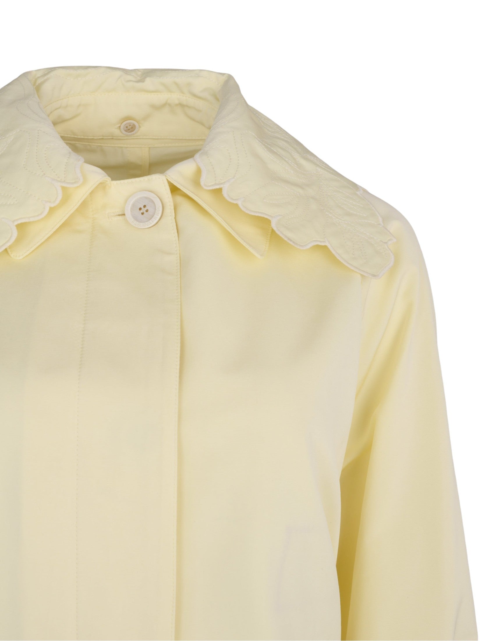 Ottoman long trench with detachable embroidered collar