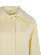 Ottoman long trench with detachable embroidered collar