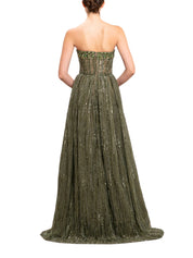 Bead embroidered sweetheart neck gown