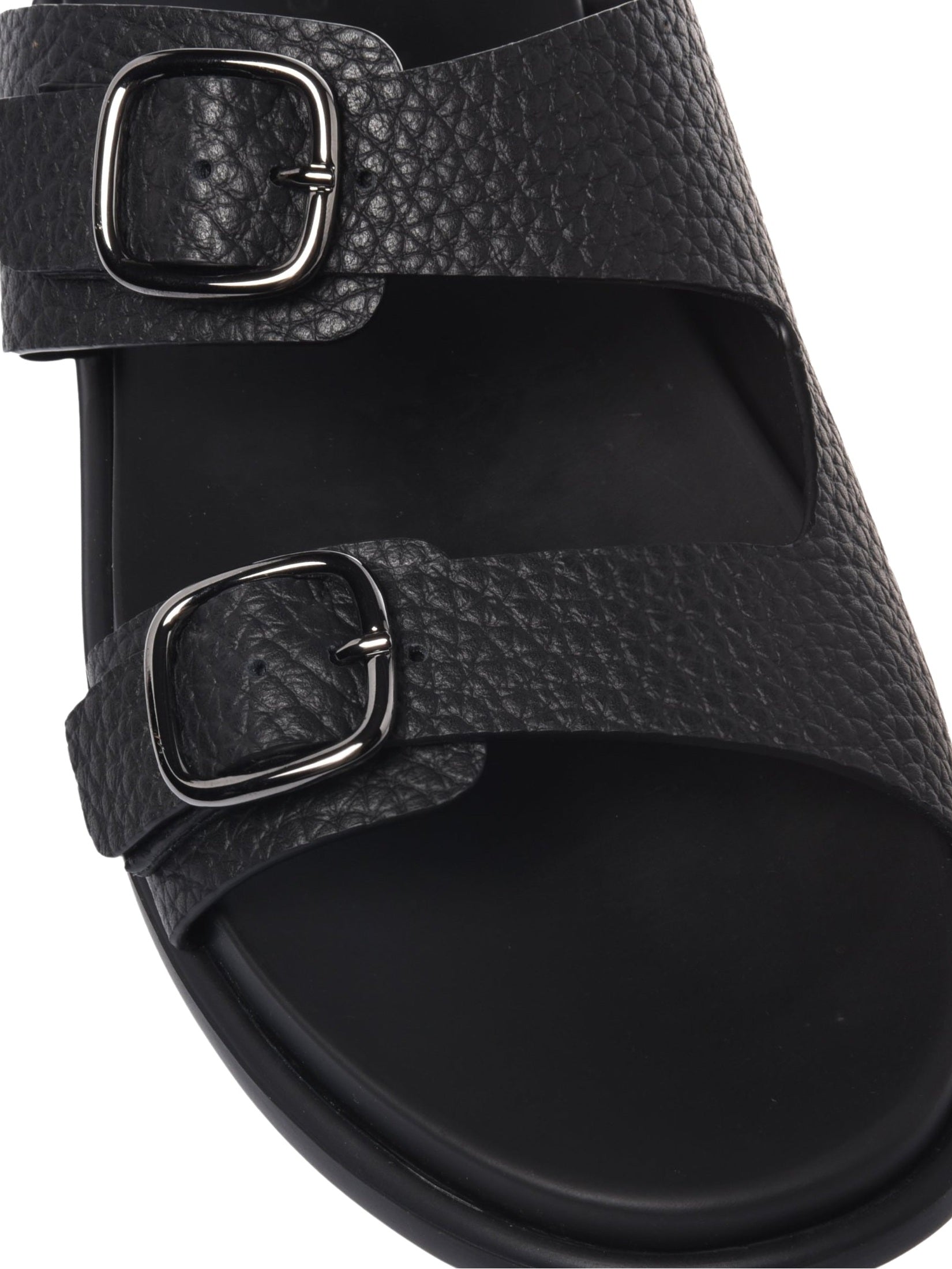 Black tumbled leather mule