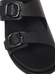 Black tumbled leather mule