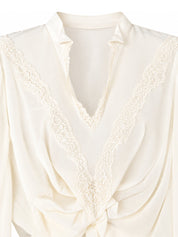 Ecru Lace Blouse with Floral Details