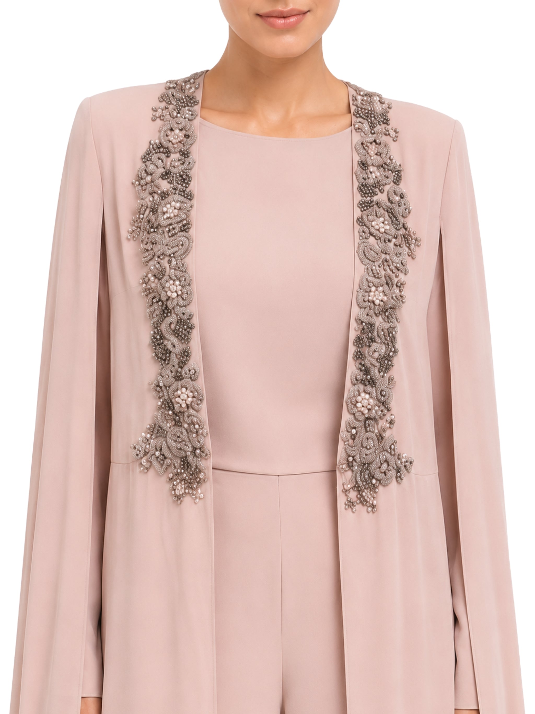 Pink Plain Dress With Cape