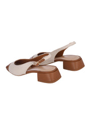 Slingback nappa & canvas tan & beige