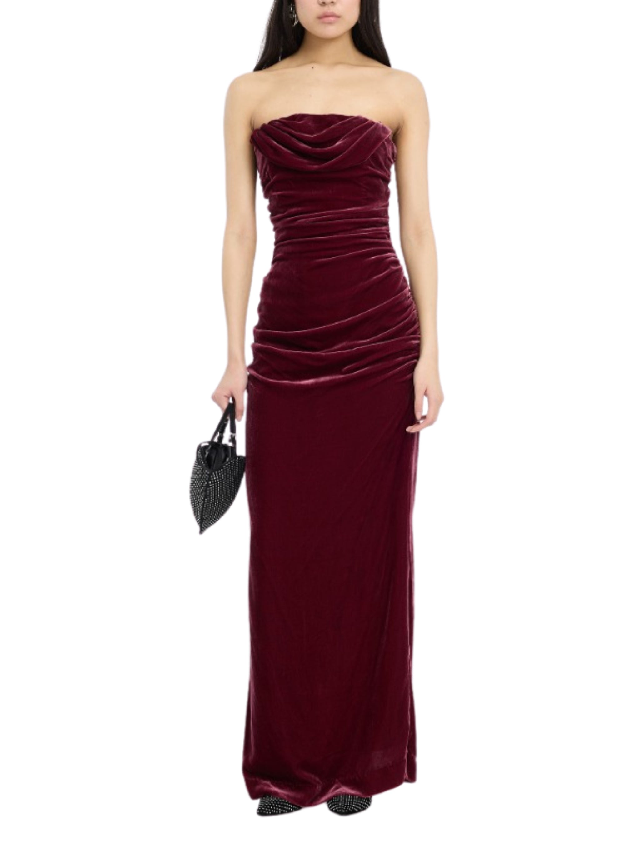 Silk velvet ruched dress