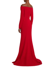 Off-the-shoulder gown with flattering seam detail
