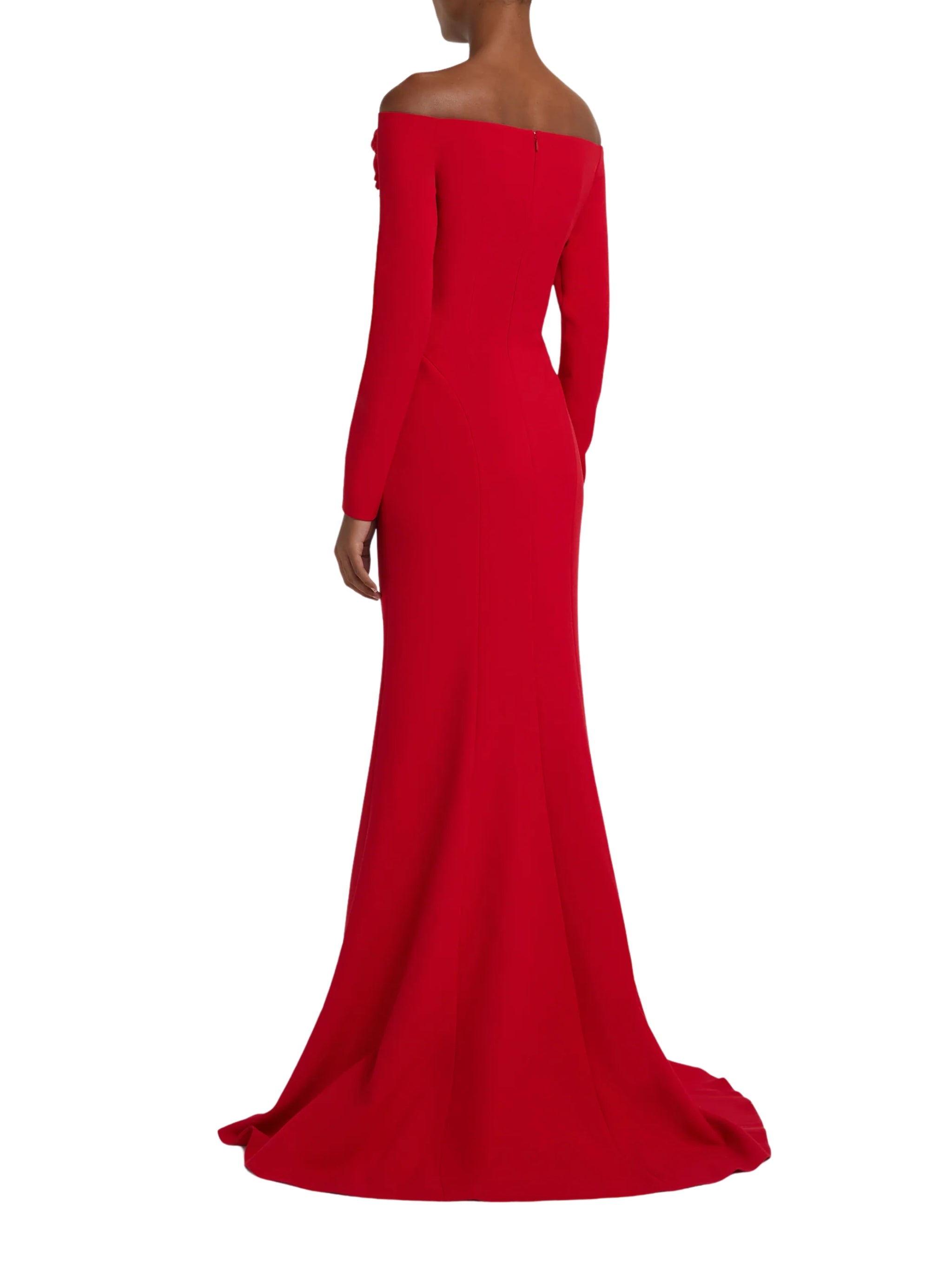 Off-the-shoulder gown with flattering seam detail