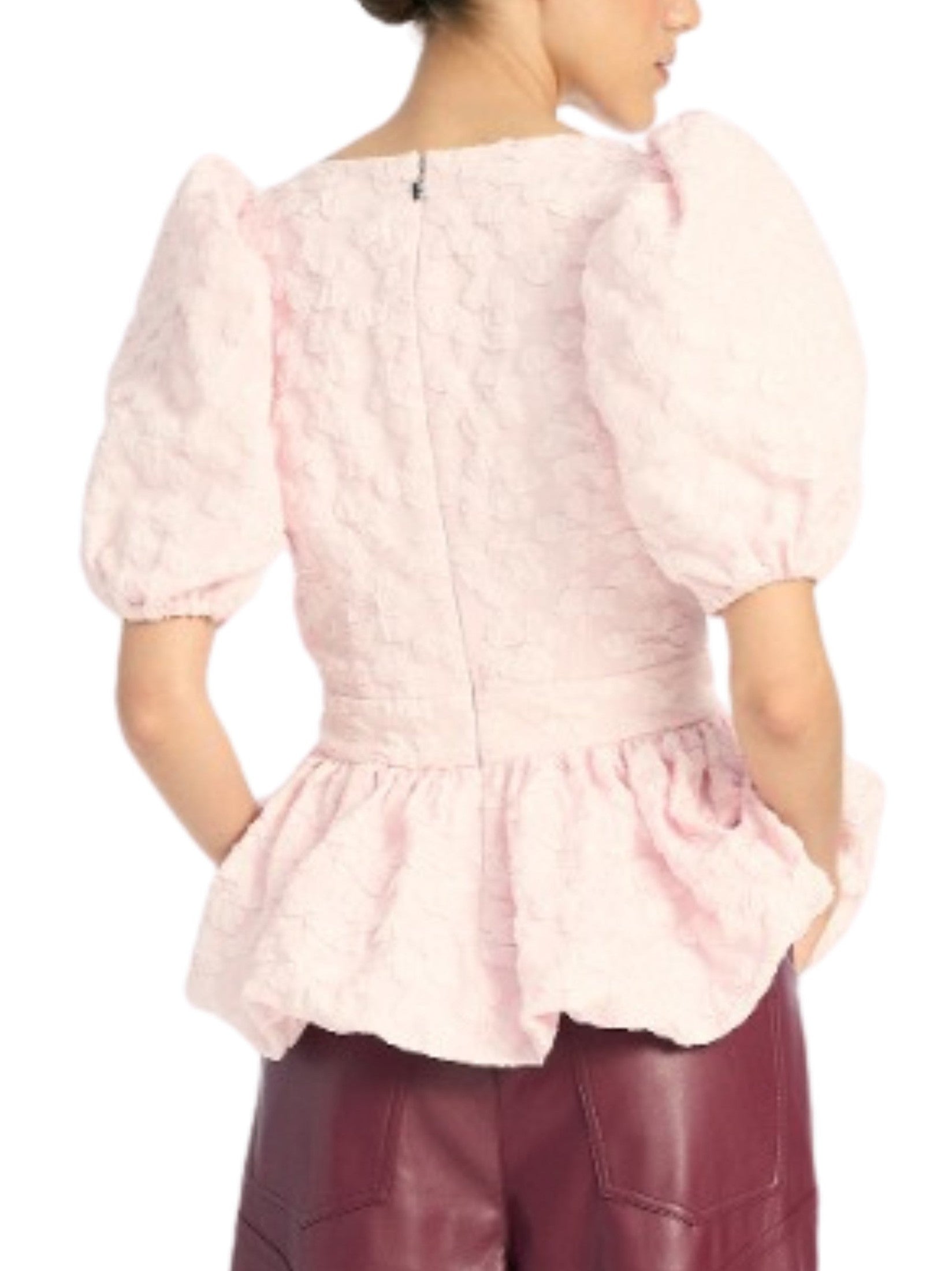Jacquard puff sleeve top