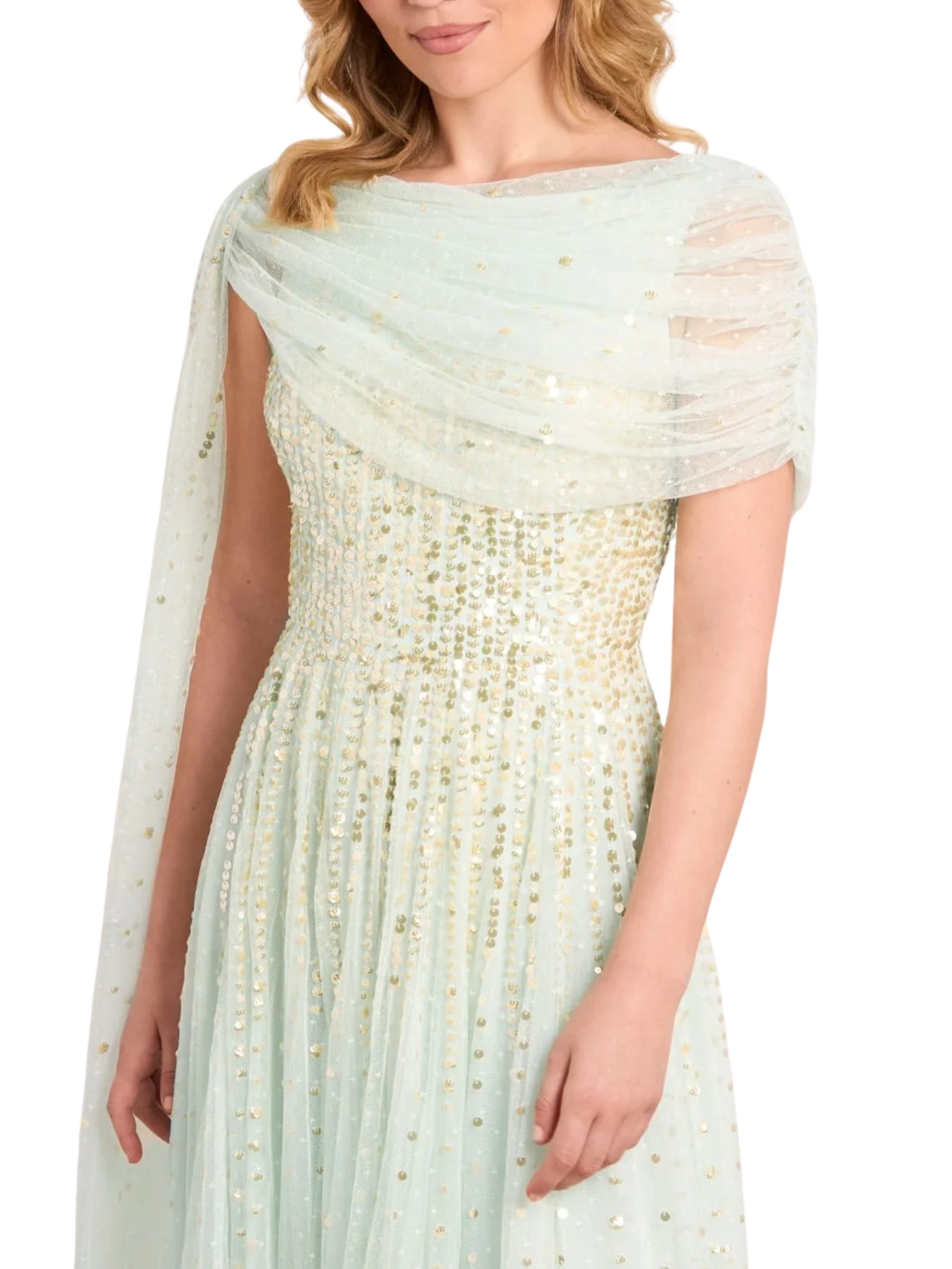 Moonlight sequin draped gown