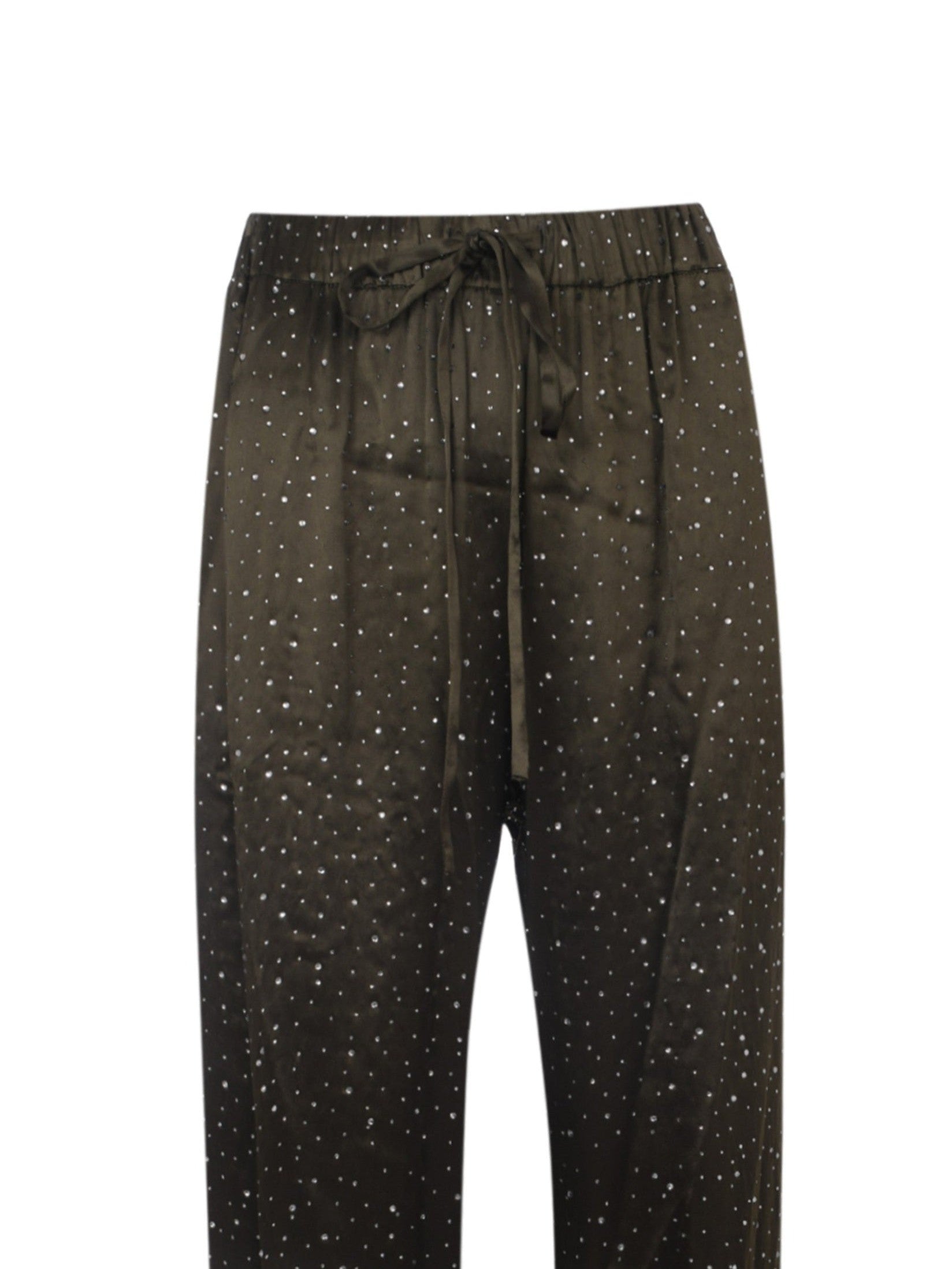 Khaki glitter palazzo trousers