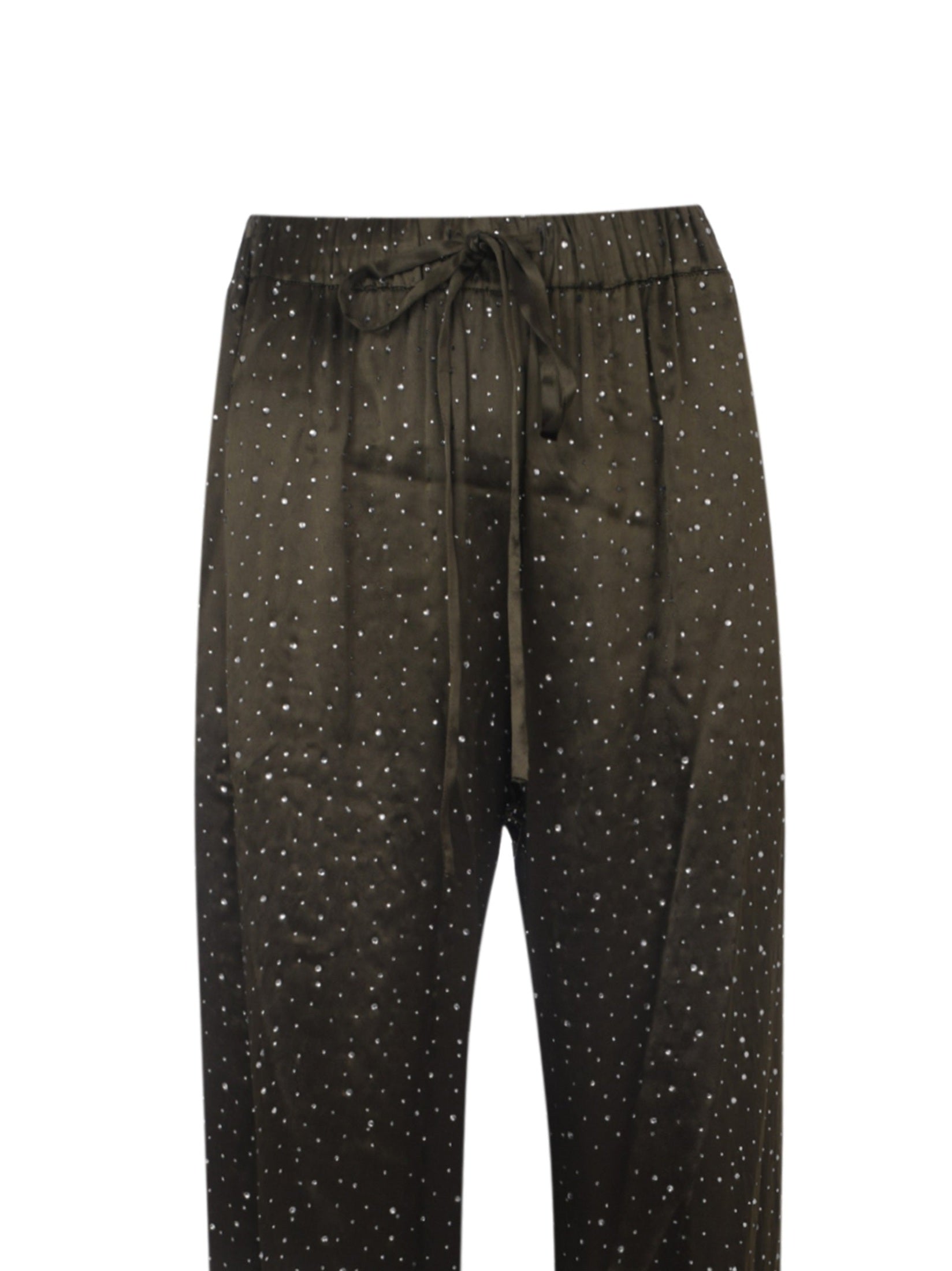 Khaki glitter palazzo trousers