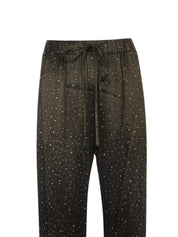 KHAKI GLITTER PALAZZO TROUSERS