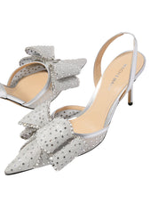 Le Cadeau Silver Crystal Mesh Slingback (85Mm)