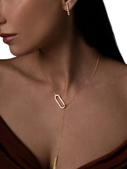 Scarf set of necklace and earrings in sterling silver & 18k gold vermeil and yellow cz