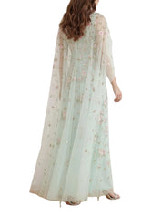 Rose bloom cape gown