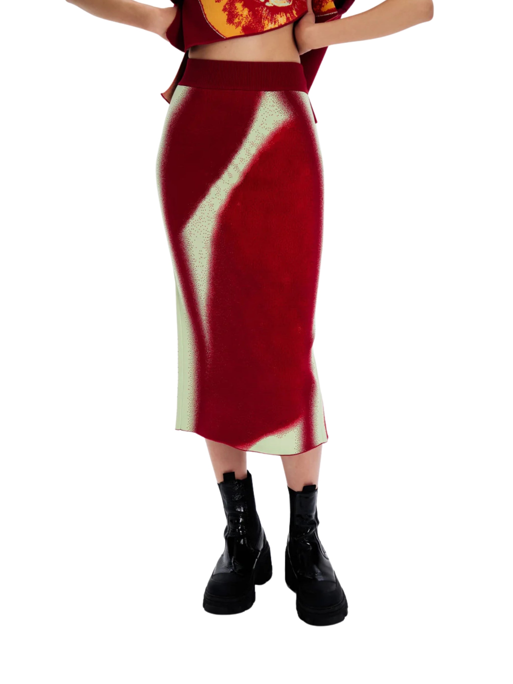 SOPHIE CHERRY PRINT MIDI SKIRT