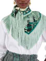 Reversible fringe foulard 90 blooming tulip placee