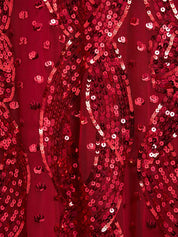 SEQUIN RIBBON SCOOP NECK BALLERINA DRESS