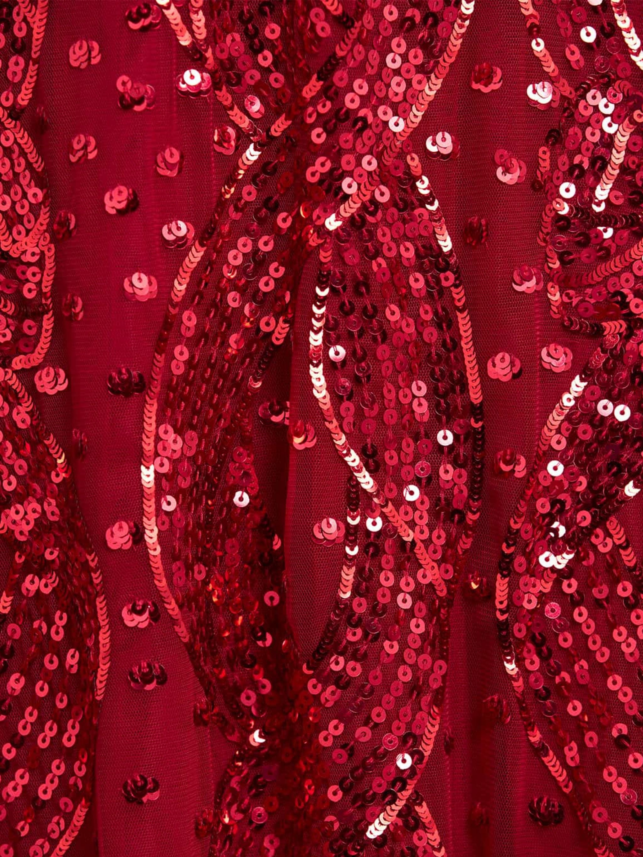 SEQUIN RIBBON SCOOP NECK BALLERINA DRESS