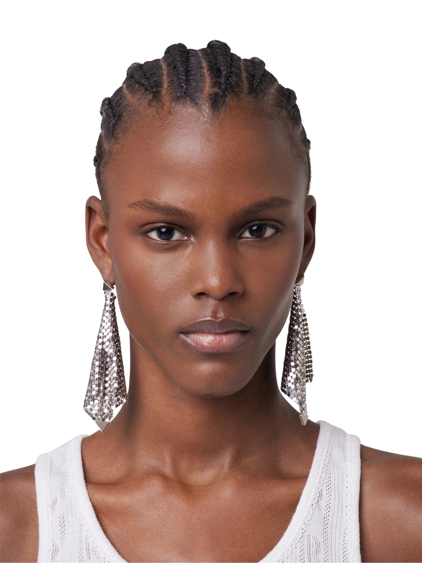 Silver chainmail earrings
