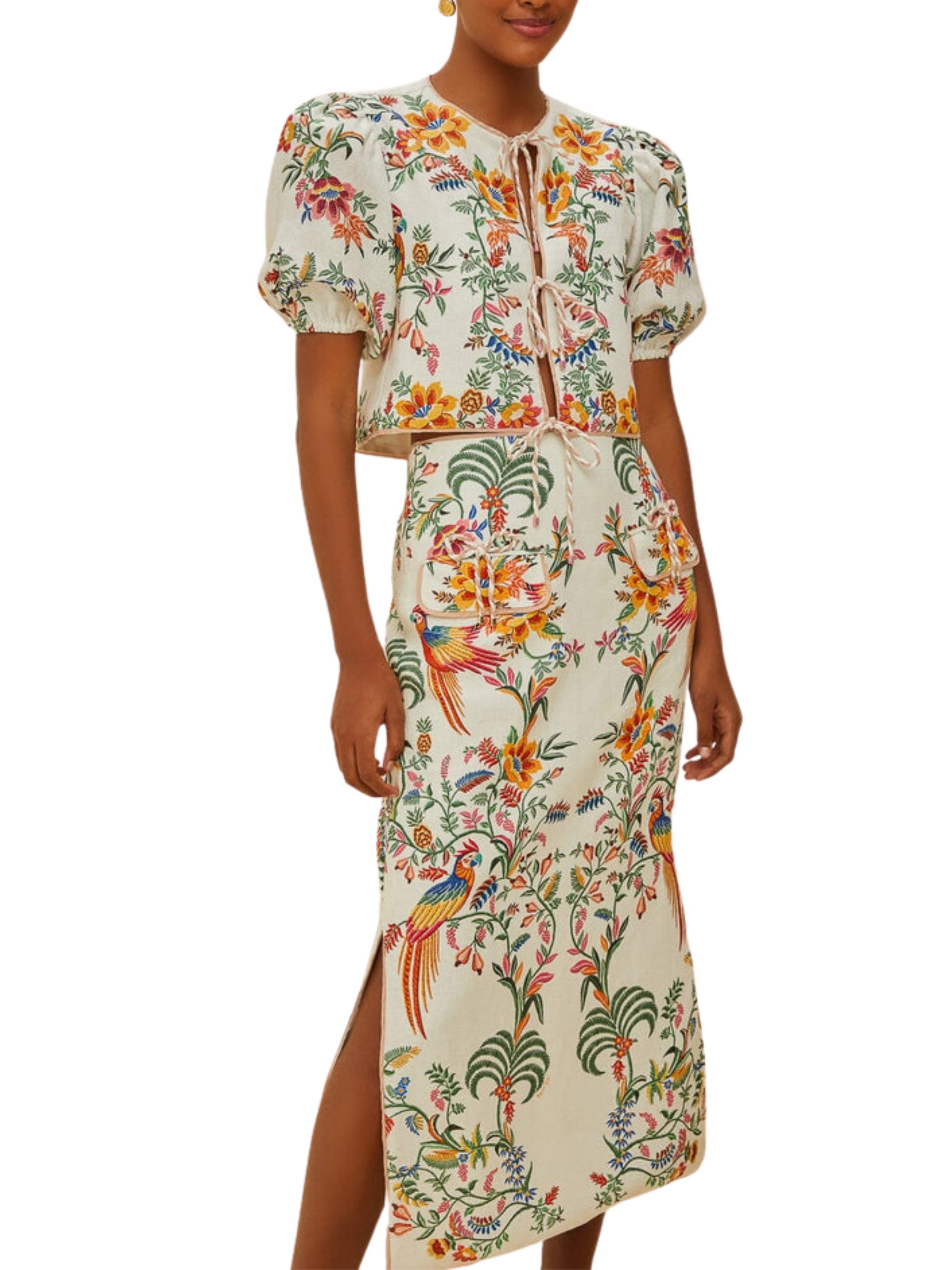 DELICATE FOREST OFF-WHITE MIDI SKIRT