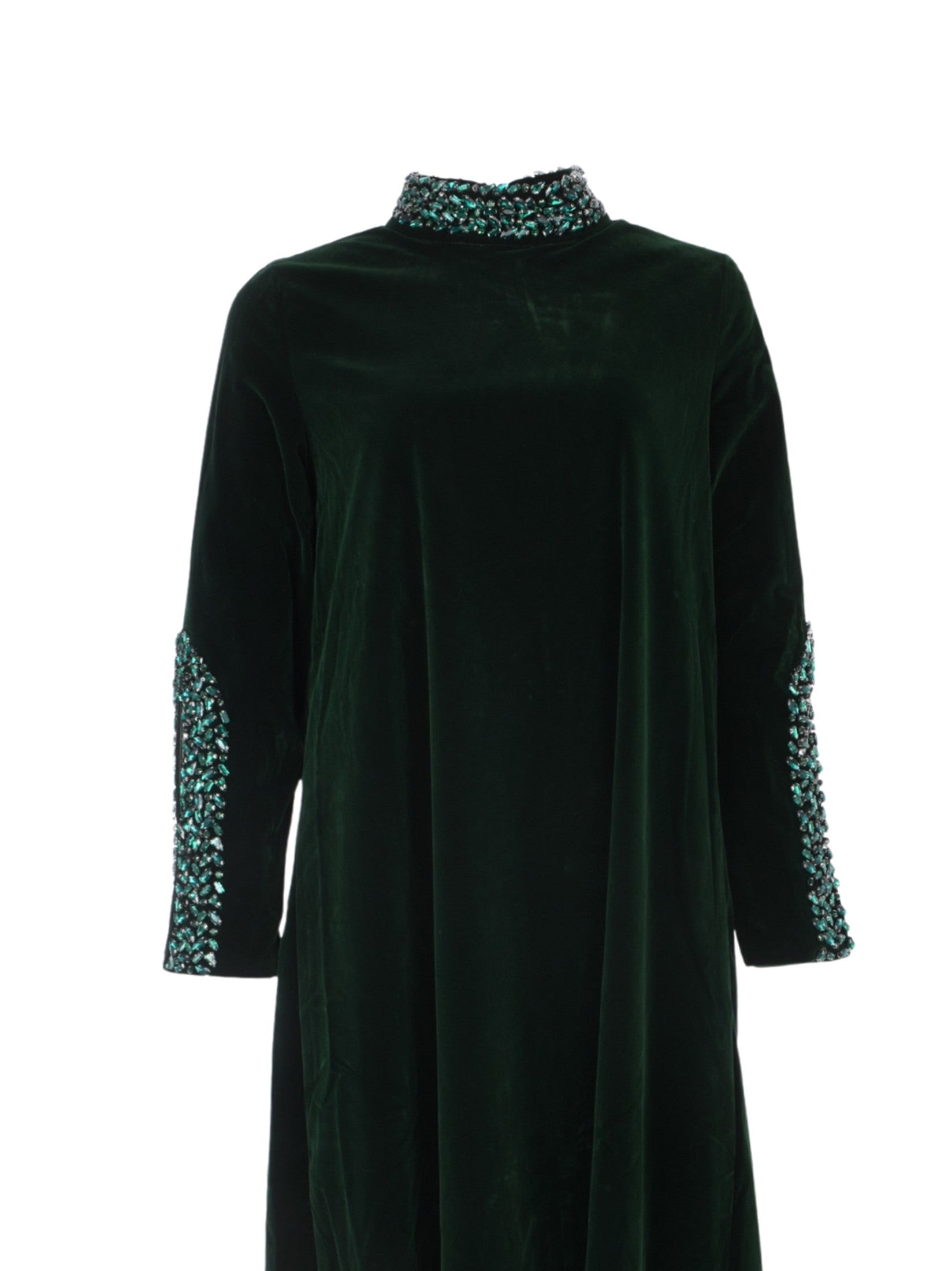 Green crystal velvet dress