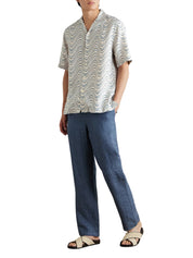 Roberto linen shirt s/s fibra print