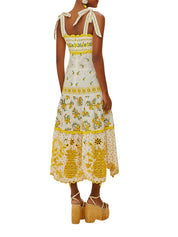 SICILY OFF-WHITE RICHELIEU MIDI DRESS