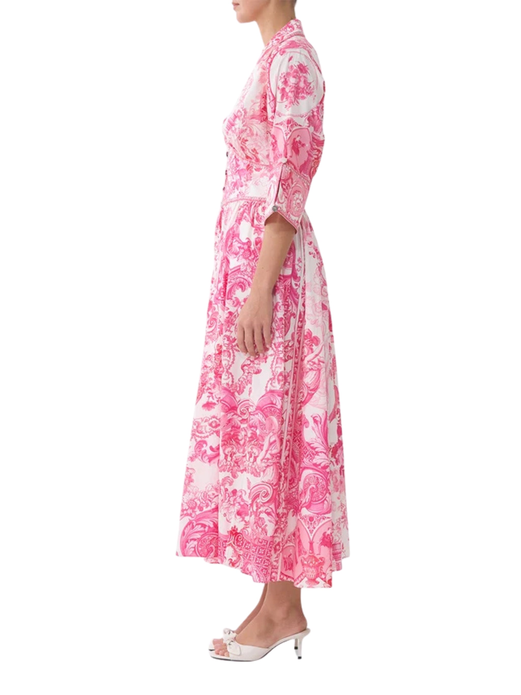 Shaped waistband midi dress