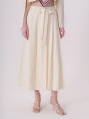 Midi Skirt with Decorative Stitching and Waistband Detail